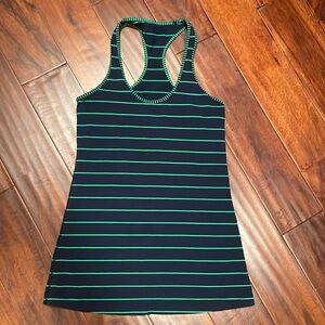 Lululemon navy blue and green striped racerback